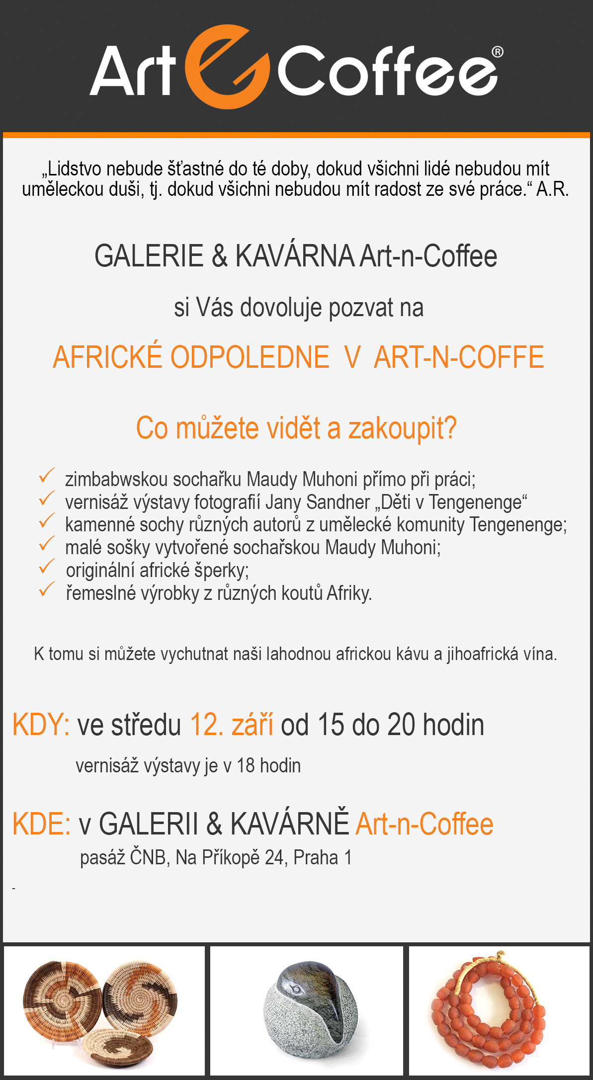 Africké odpoledne s Maudy Muhoni v Art-n-Coffee
