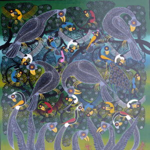 Mwamed Chiwayai: obraz Tinga Tinga s názvem Ptáci na stromě