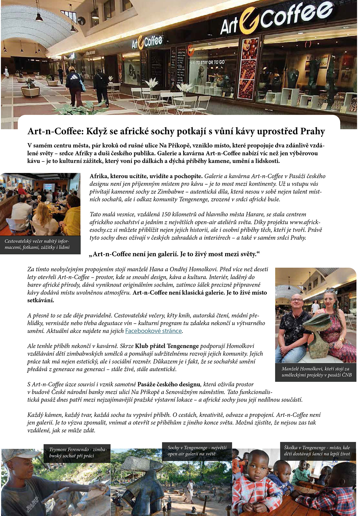 Když se africké sochy potkají s vůní kávy - článek v časopise Prestige 2/2025